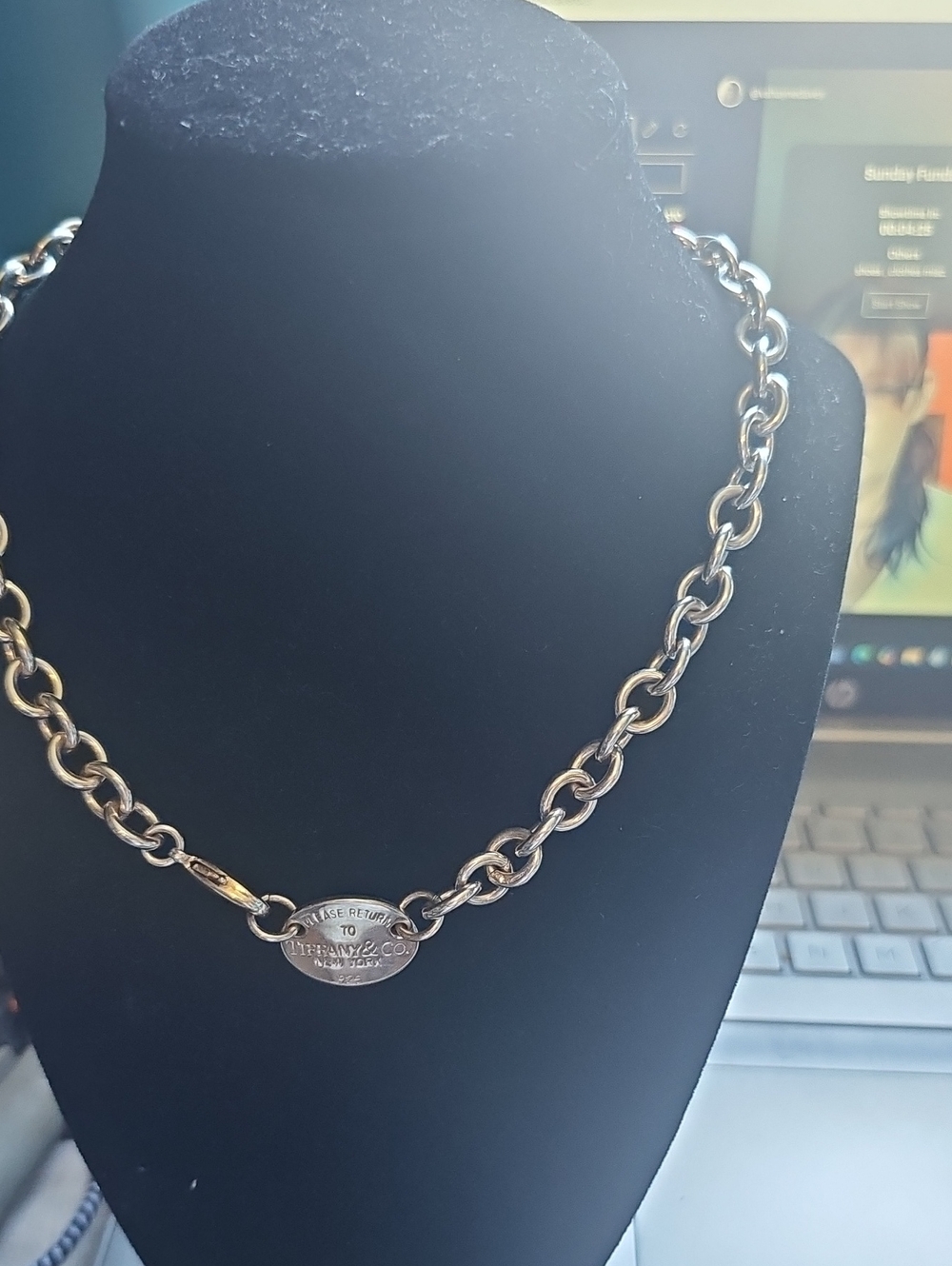 Tiffany & Co. Sterling Silver Chain Necklace with Oval Tag